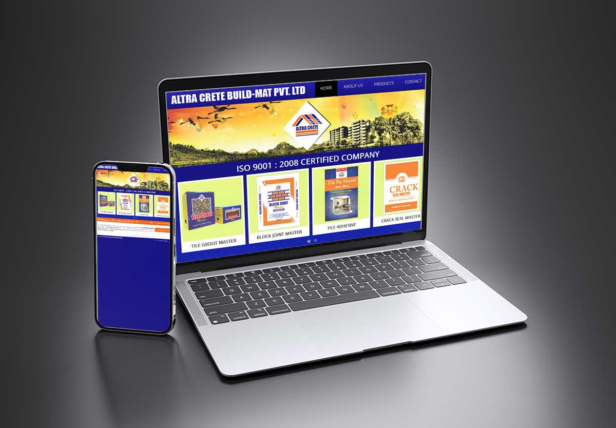 altracrete-mock SEO and mobile-friendly website design for Altracrete Building Mat – Construction Materials Supplier in Kolhapur by Agnis Designers.