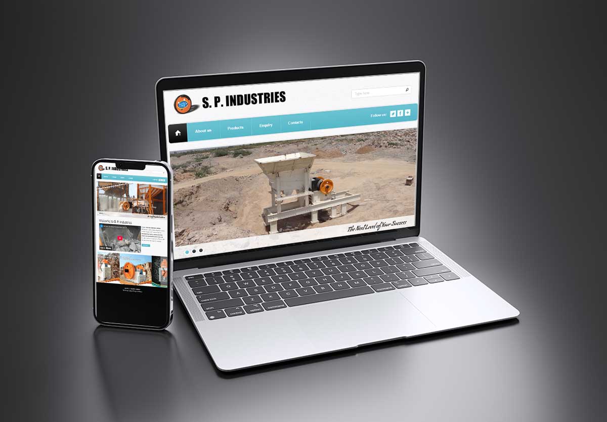 sp-industries-mock SEO and mobile-friendly website design for S P Industries – Heavy Machinery Manufacturing Business in Kolhapur by Agnis Designers.