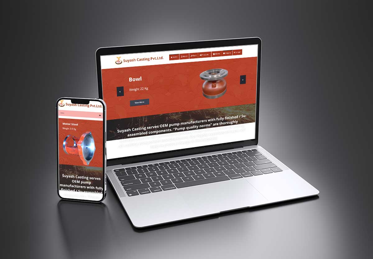 SEO and mobile-friendly website design for Suyash Casting – Manufacturer in Kolhapur by Agnis Designers.