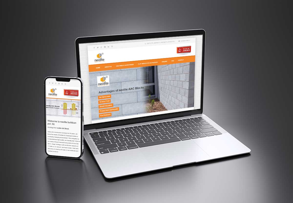 neolite-mock SEO and mobile-friendly website design for Neolite Buildcon – Construction Materials Supplier in Kolhapur by Agnis Designers.
