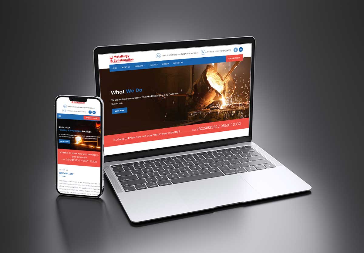 SEO and mobile-friendly website design for Metallurgy Collaboration – Engineering Components Manufacturer, Kolhapur by Agnis Designers.