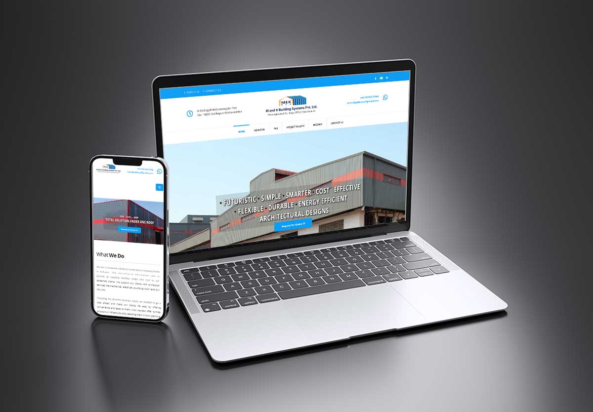 m&k-mock SEO and mobile-friendly website design for M & K Building Systems – Pre-Engineered Building Manufacturer in Kolhapur by Agnis Designers.