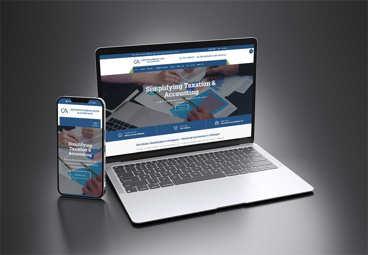 SEO and mobile-friendly website design for M/s Kedar Kumbhojkar & Company - Chartered Accountant in Kolhapur by Agnis Designers.