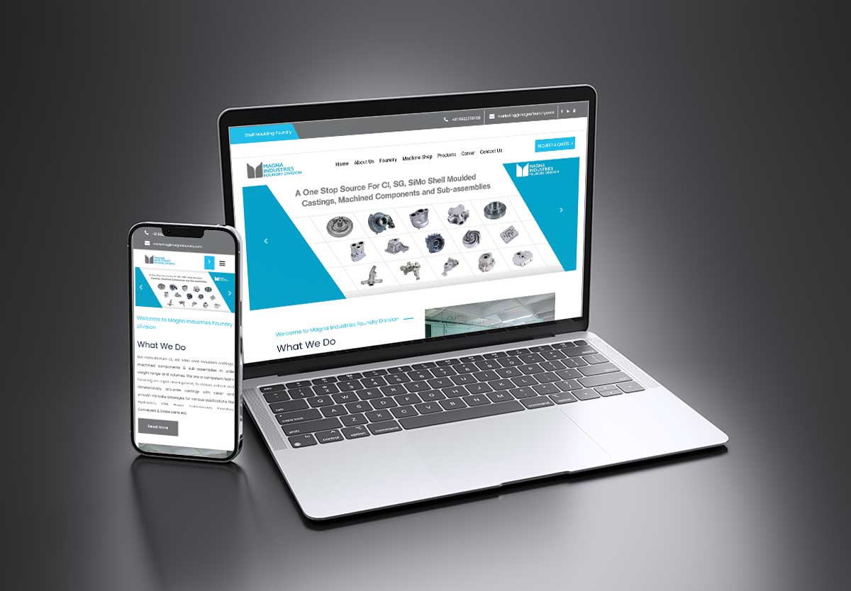 SEO and mobile-friendly website design for Magna Foundry – SIMO, SG, CI Casting Foundry and Machine Shop, Kolhapur by Agnis Designers.