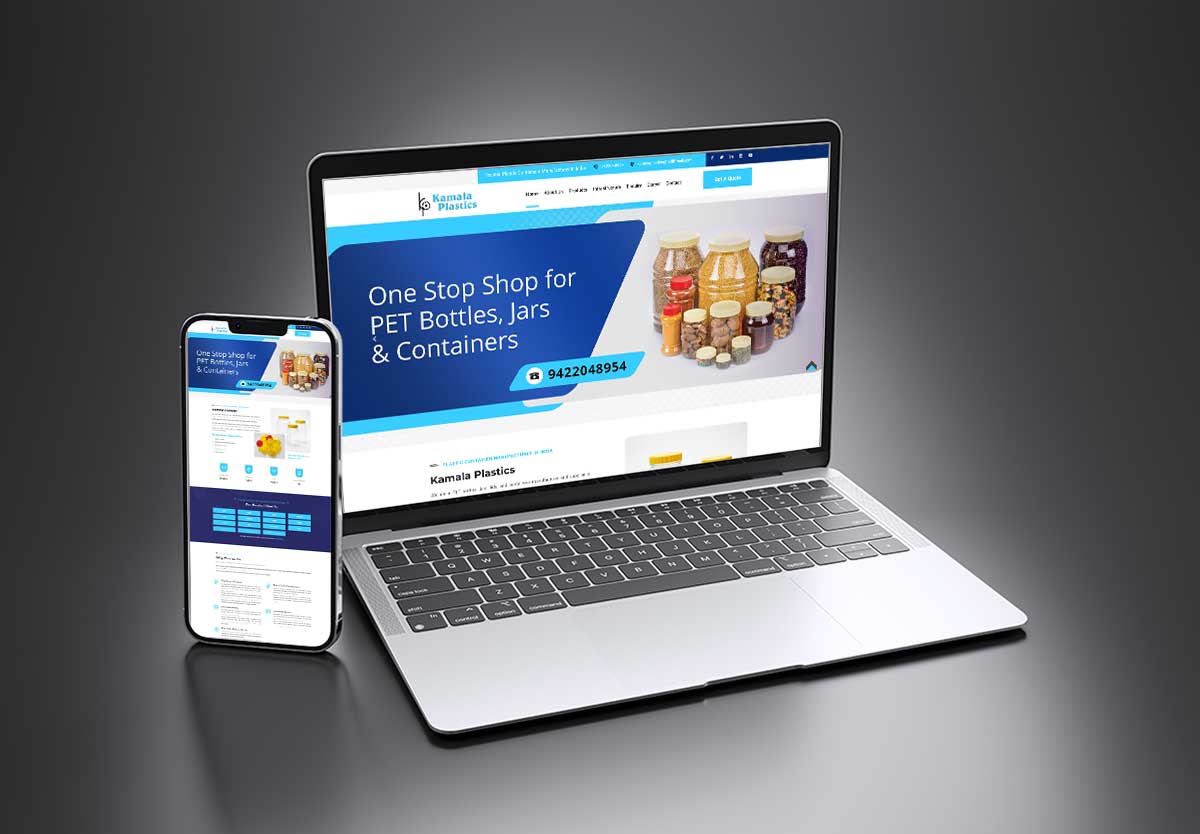 SEO and mobile-friendly website design for Kamala Plastics, a PET bottles, jars, lids, and containers manufacturer and supplier in Kolhapur, Maharashtra, by Agnis Designers. SEO and mobile-friendly website design for Kamala Plastics, a PET bottles, jars, lids, and containers manufacturer and supplier in Kolhapur, Maharashtra, by Agnis Designers.