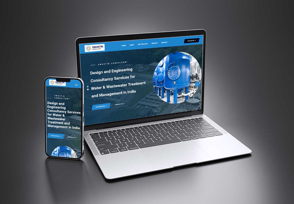 swastik-consultant-mock SEO and mobile-friendly website design for Swastik Consultants – Wastewater Treatment Engineering Services, Kolhapur by Agnis Designers.