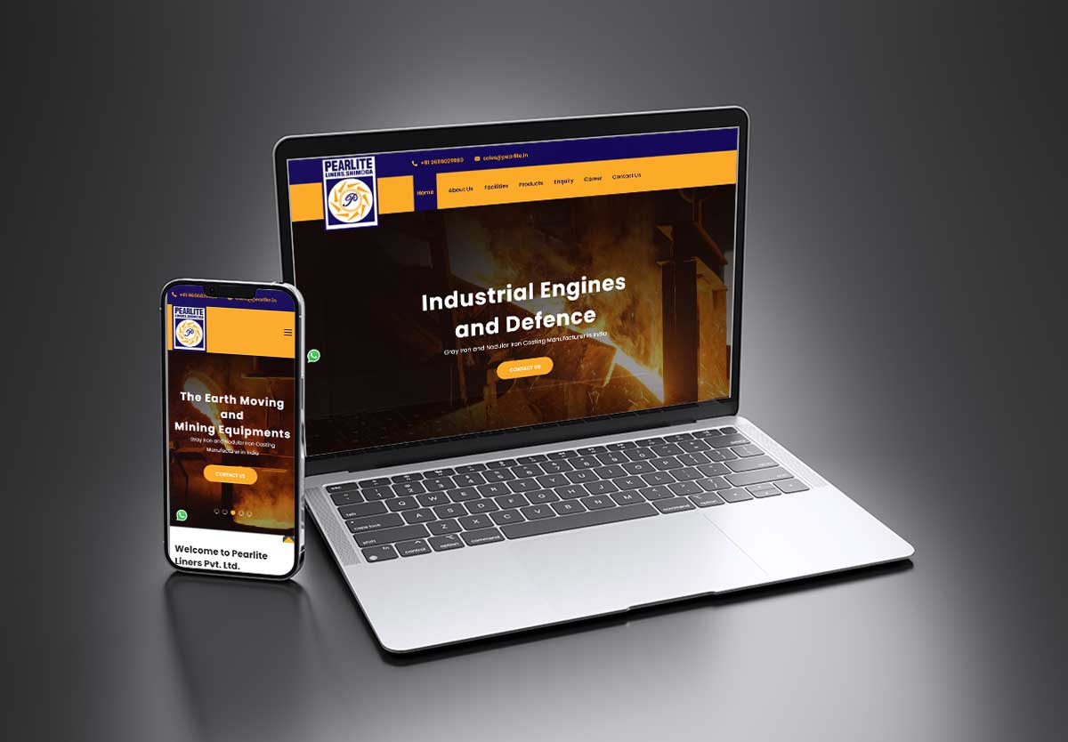 SEO and mobile-friendly website design for Pearllite Liners – Foundry and Casting Manufacturer, Shimoga by Agnis Designers.